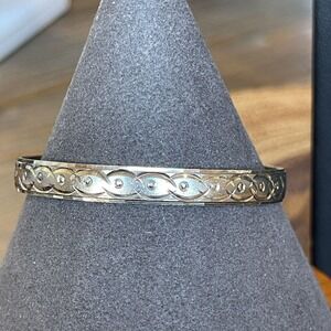 Vintage Silver Tone Hand Etched Child/ Infant Baby Toddler Bangle Bracelet